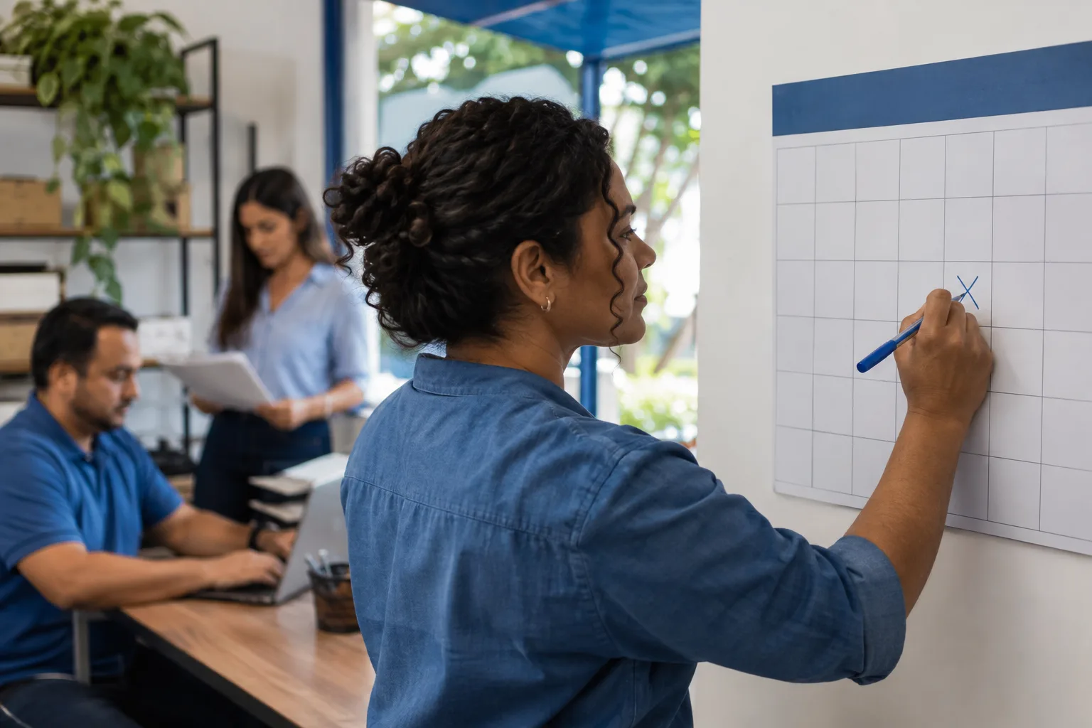 Empresário e contador comparam dois cenários tributários impressos na mesa do escritório